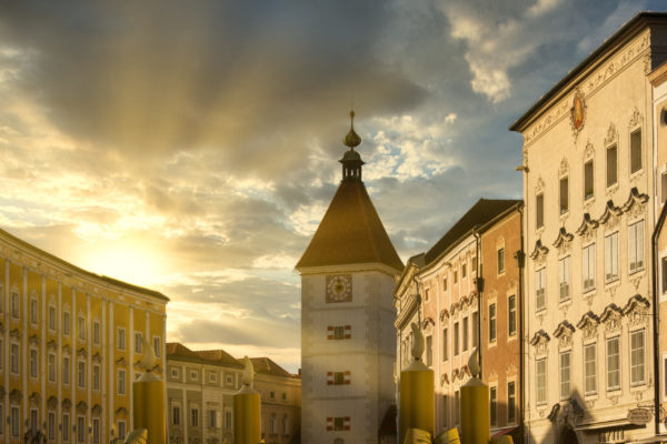 Lederer Tower in Wels Upper Austria at sunset Lederer Tower in Wels Upper Austria at sunset